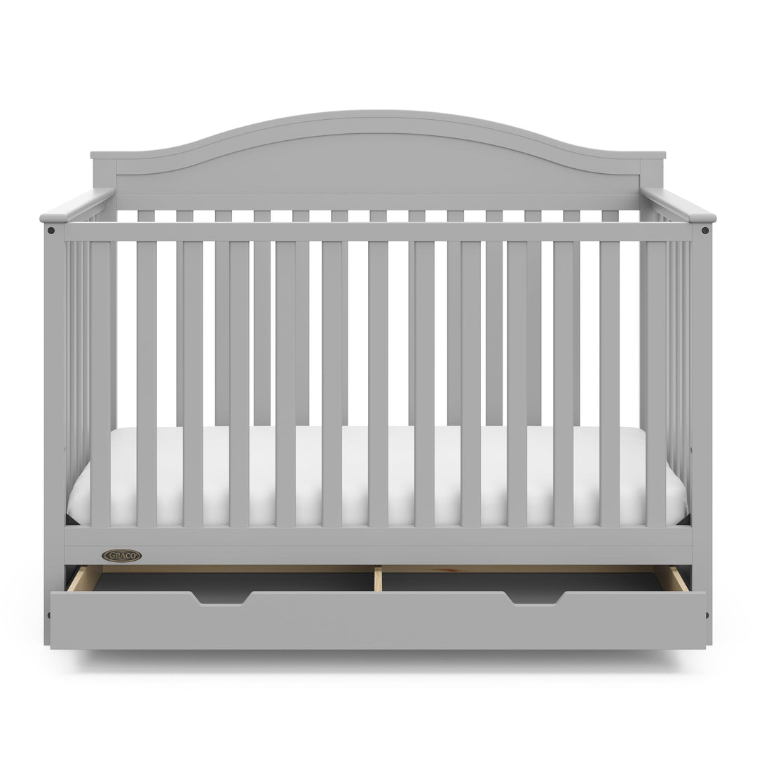 Story 5-In-1 Convertible Baby Crib with Drawer, Pebble Gray