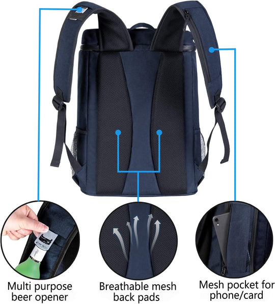 Backpack Cooler Leakproof Insulated Waterproof Backpack Cooler Bag, Lightweight Soft Beach Cooler Backpack for Men Women to Work Lunch Picnics Camping Hiking, 30 Cans