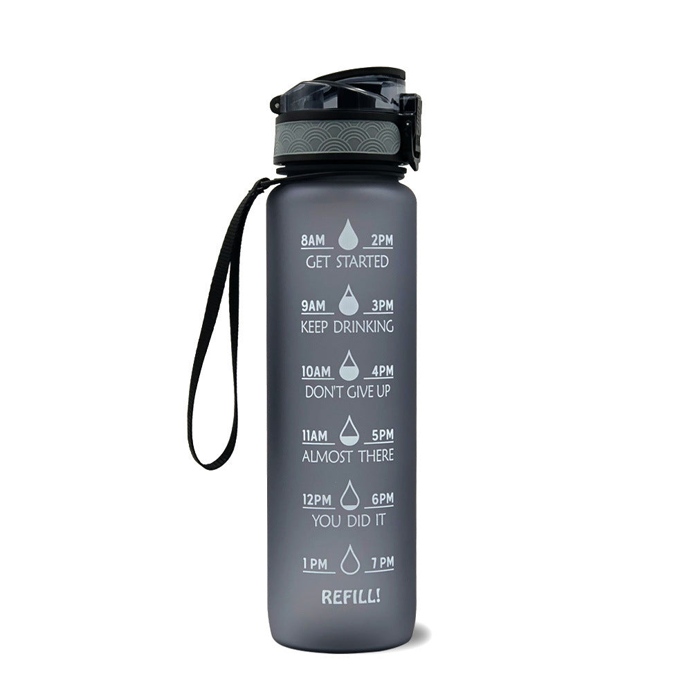 Fitness Water Bottle With Time Marker Motivational Water Bottle Cycling Leakproof Cup 1 Liter