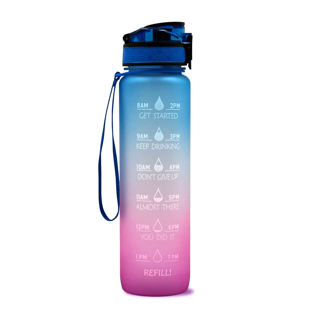 Fitness Water Bottle With Time Marker Motivational Water Bottle Cycling Leakproof Cup 1 Liter