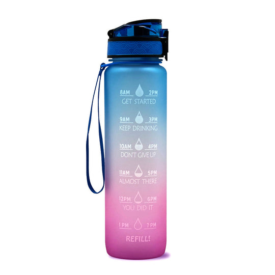 Fitness Water Bottle With Time Marker Motivational Water Bottle Cycling Leakproof Cup 1 Liter