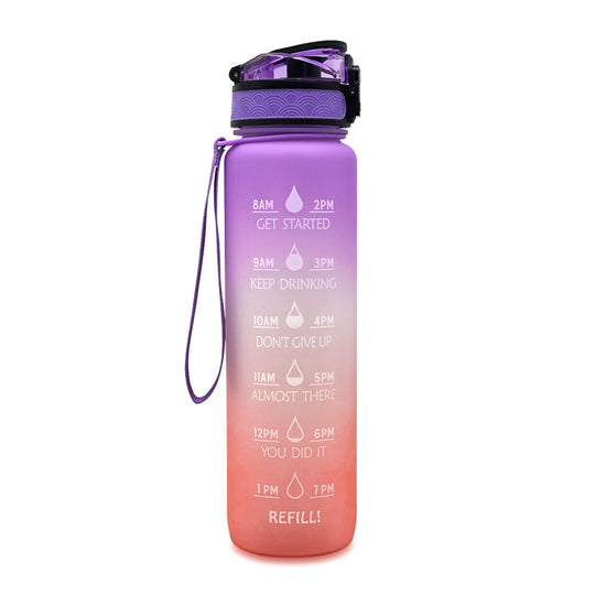 Fitness Water Bottle With Time Marker Motivational Water Bottle Cycling Leakproof Cup 1 Liter