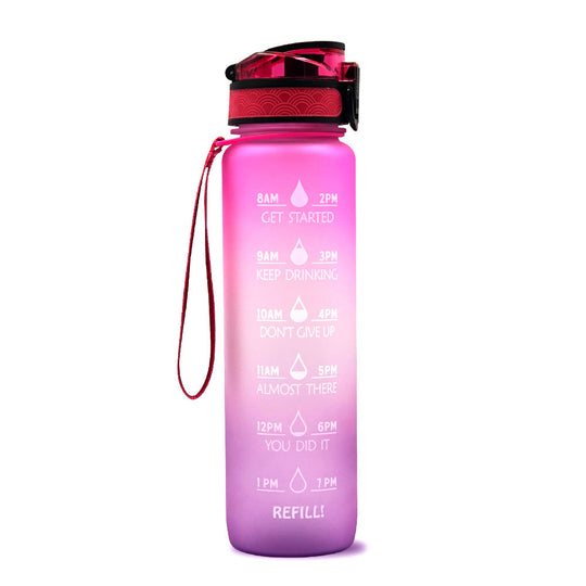 Fitness Water Bottle With Time Marker Motivational Water Bottle Cycling Leakproof Cup 1 Liter