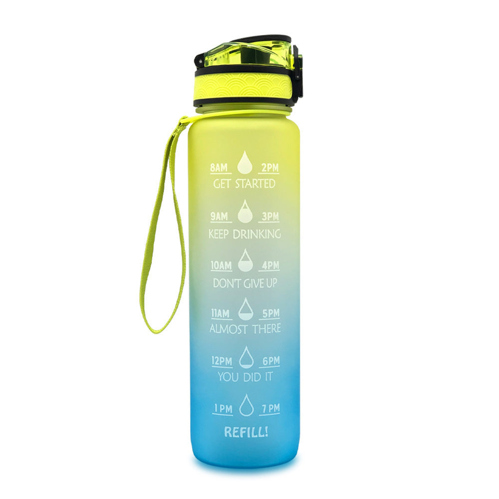 Fitness Water Bottle With Time Marker Motivational Water Bottle Cycling Leakproof Cup 1 Liter