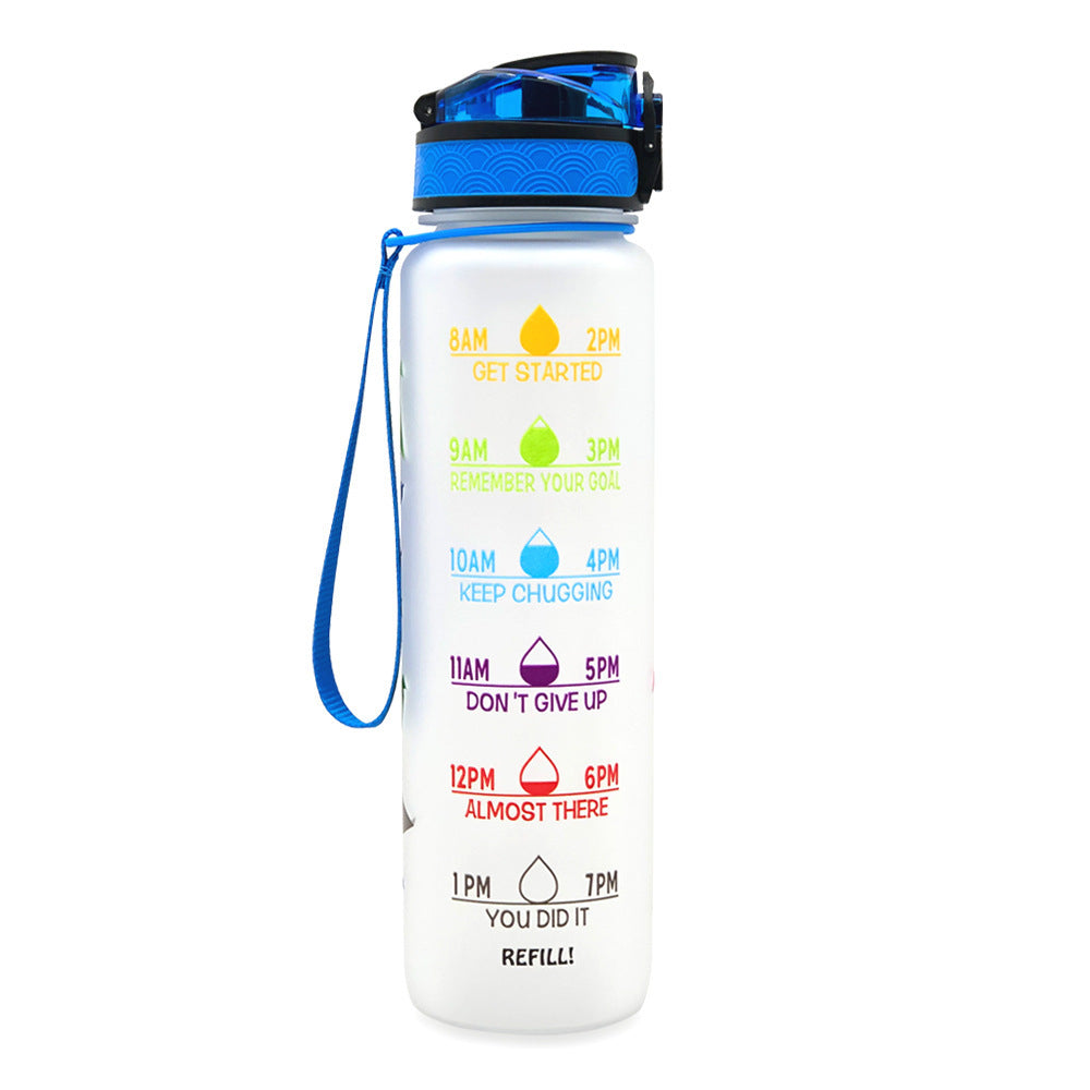 Fitness Water Bottle With Time Marker Motivational Water Bottle Cycling Leakproof Cup 1 Liter