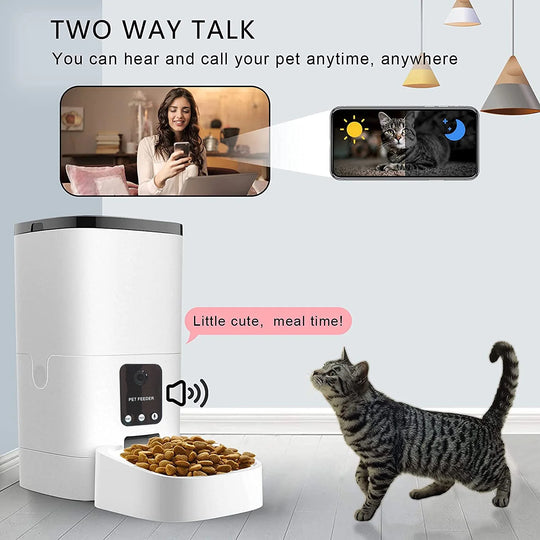 Pet Feeder,6L Automatic Pet Feeder for Cats and Dogs,1080P Camera,App Control,Voice Recorder,Timed Feeder for Schedule Feeding, Dual Power Supply,Wifi Pet Food Dispenser with App ControlAutomatic 6 L Pet Feeder - 6 L Automatic Pet Feeder for Dogs | Sassy Satin