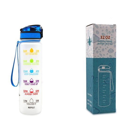 Fitness Water Bottle With Time Marker Motivational Water Bottle Cycling Leakproof Cup 1 Liter