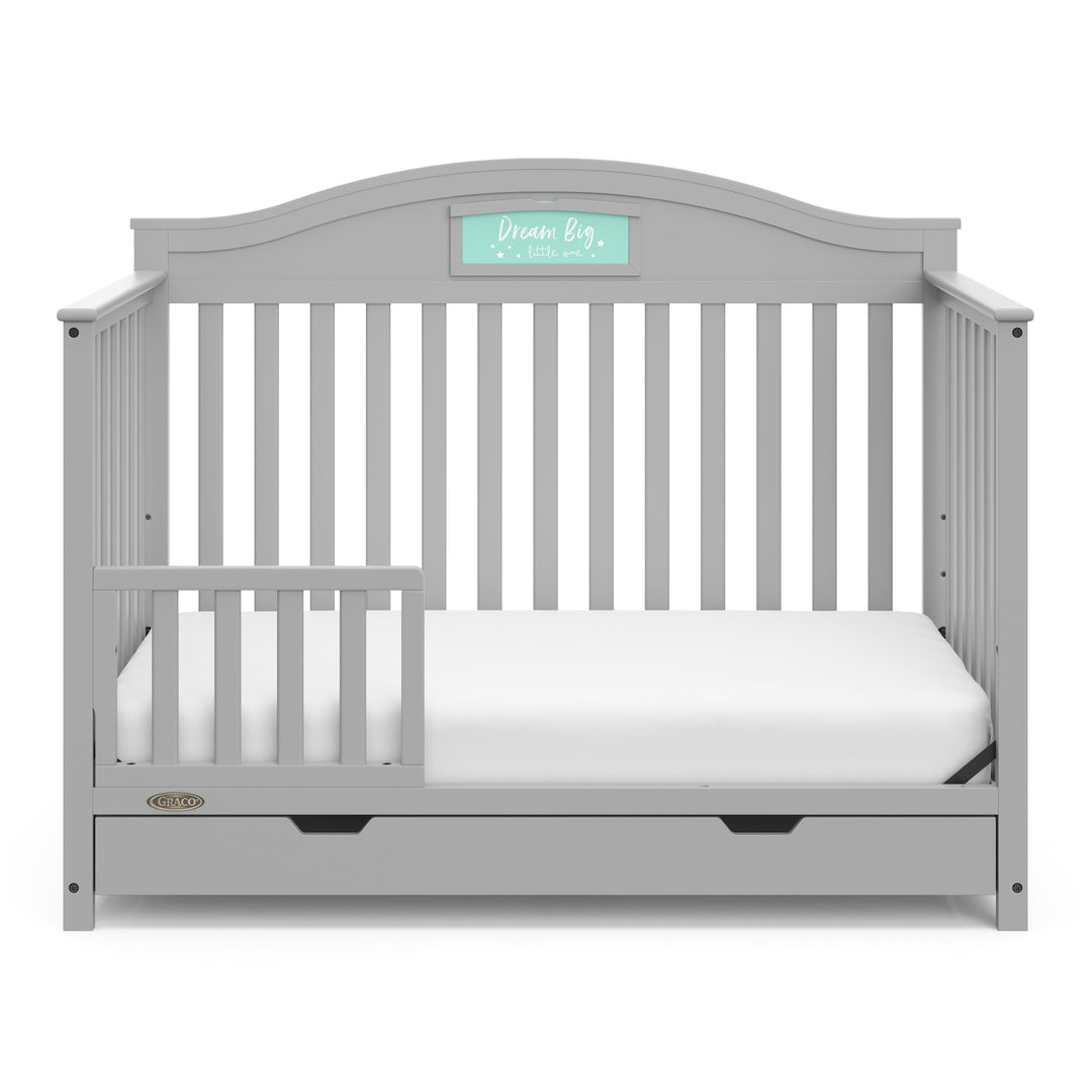 Story 5-In-1 Convertible Baby Crib with Drawer, Pebble Gray