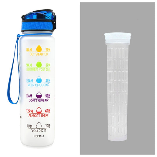 Fitness Water Bottle With Time Marker Motivational Water Bottle Cycling Leakproof Cup 1 Liter