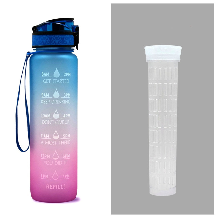 Fitness Water Bottle With Time Marker Motivational Water Bottle Cycling Leakproof Cup 1 Liter