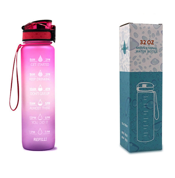 Fitness Water Bottle With Time Marker Motivational Water Bottle Cycling Leakproof Cup 1 Liter