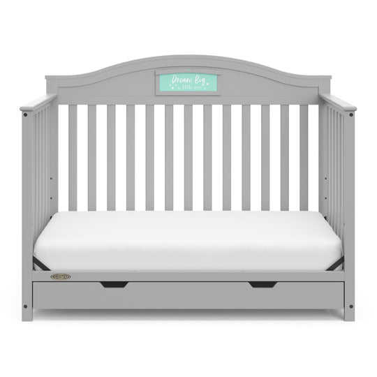 Story 5-In-1 Convertible Baby Crib with Drawer, Pebble Gray