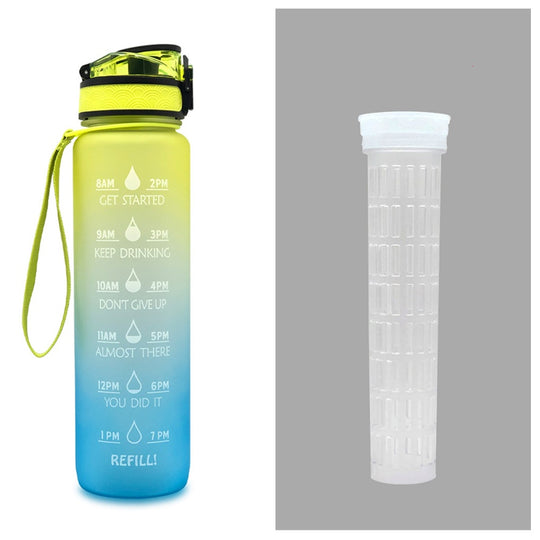 Fitness Water Bottle With Time Marker Motivational Water Bottle Cycling Leakproof Cup 1 Liter