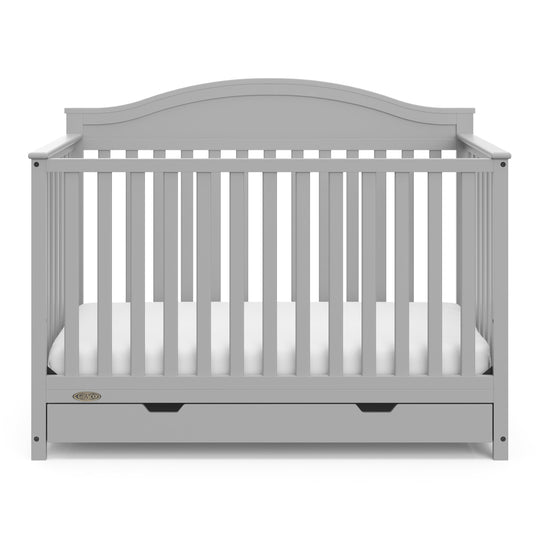 Story 5-In-1 Convertible Baby Crib with Drawer, Pebble Gray