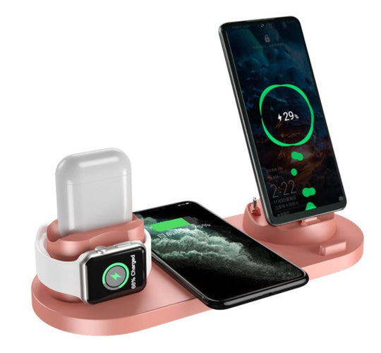 6 In 1 Charging Dock Station |  Wireless I-Phone Fast Charging Station