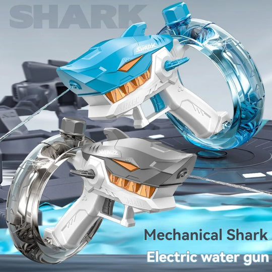 Shark Automatic Rechargeable Water Gun Toys Fully Automatic Continuous Fire Water Gun Large Capacity Beach Summer Children's Water Playing Toys