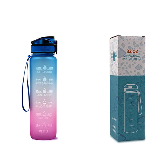 Fitness Water Bottle With Time Marker Motivational Water Bottle Cycling Leakproof Cup 1 Liter