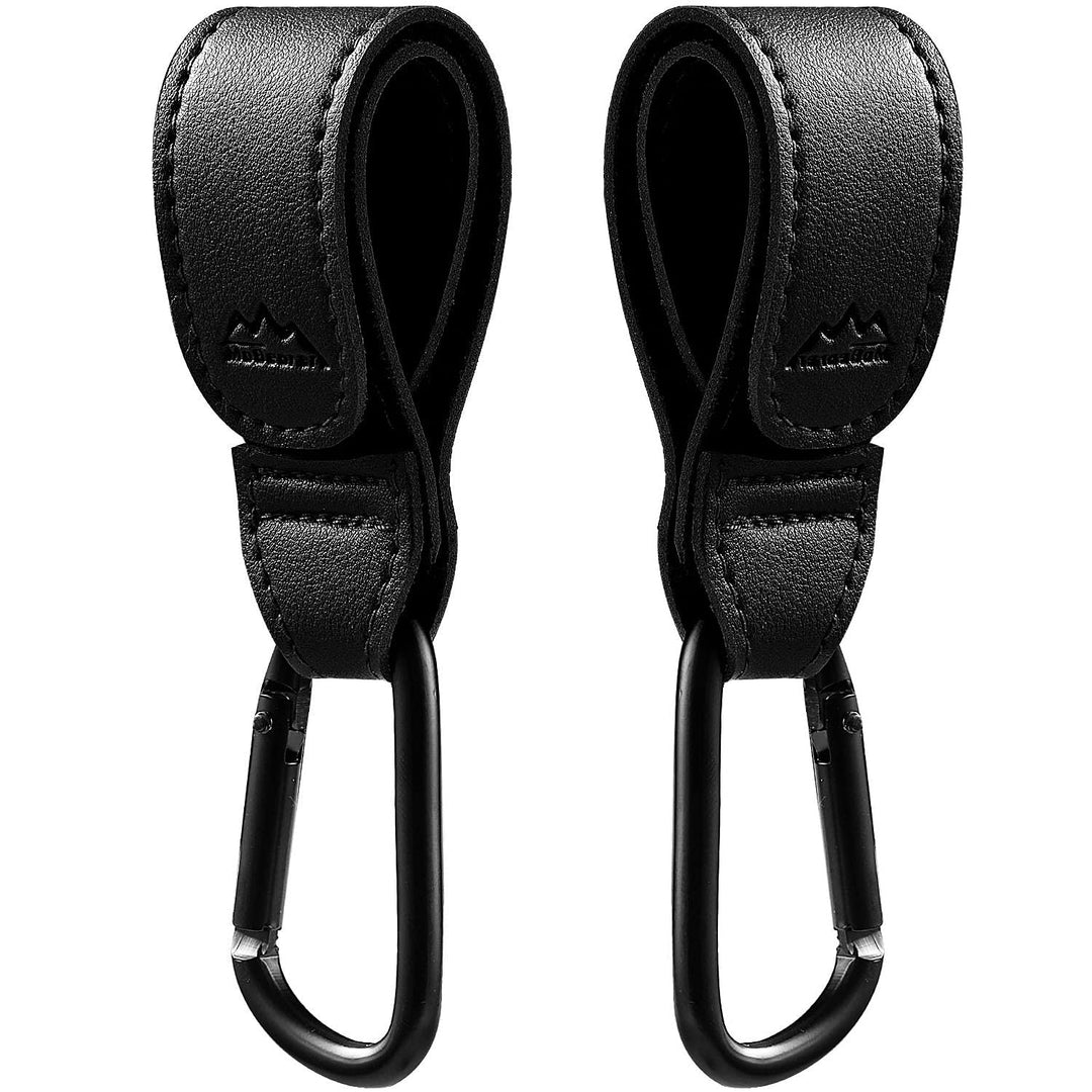 Stroller Hooks Bag Hooks for Hanging Diaper Bags,2 Pack Black Mom Hooks for Shopping ​Bags-Stroller Clips-Stroller Leather Straps,Baby Stroller Hook