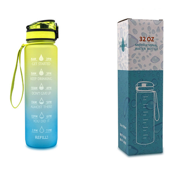 Fitness Water Bottle With Time Marker Motivational Water Bottle Cycling Leakproof Cup 1 Liter