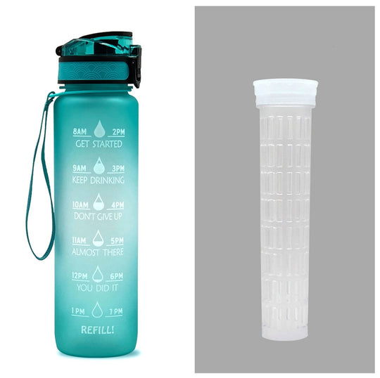 Fitness Water Bottle With Time Marker Motivational Water Bottle Cycling Leakproof Cup 1 Liter