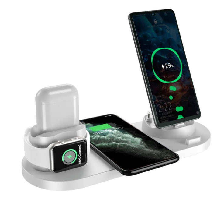 6 In 1 Charging Dock Station |  Wireless I-Phone Fast Charging Station