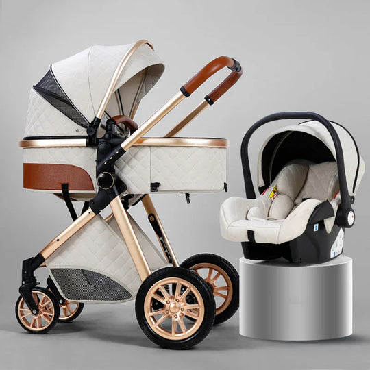 Luxury Baby Stroller 3 in 1 High Landscape Baby Stroller Combo |Can Sit Can Lie Portable  Infant Car Seat & Stroller Combo