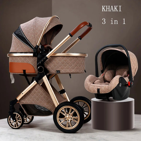 Luxury Baby Stroller 3 in 1 High Landscape Baby Stroller Combo |Can Sit Can Lie Portable  Infant Car Seat & Stroller Combo