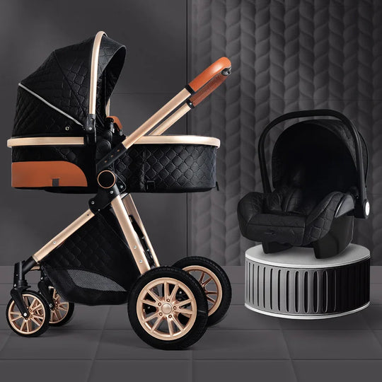 Luxury Baby Stroller 3 in 1 High Landscape Baby Stroller Combo |Can Sit Can Lie Portable  Infant Car Seat & Stroller Combo