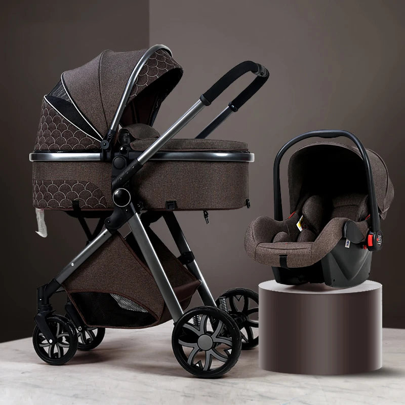 Luxury Baby Stroller 3 in 1 High Landscape Baby Stroller Combo |Can Sit Can Lie Portable  Infant Car Seat & Stroller Combo