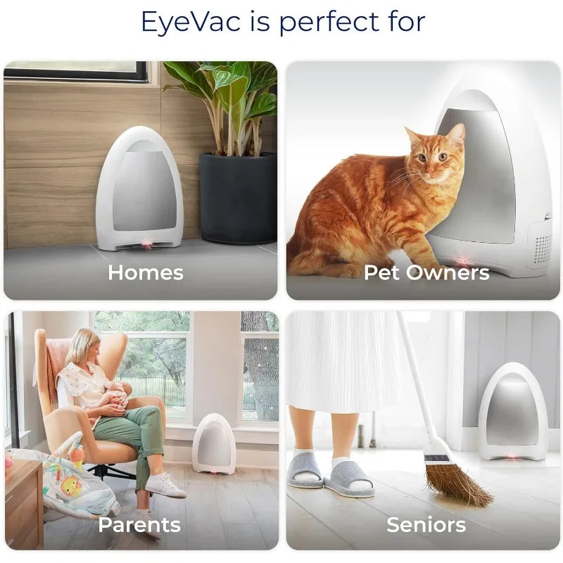 EyeVac Home Touchless Vacuum Automatic Dustpan - Great for Sweeping Pet Hair Food Dirt  - Ultra Fast & Powerful