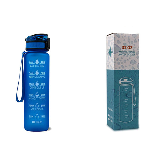 Fitness Water Bottle With Time Marker Motivational Water Bottle Cycling Leakproof Cup 1 Liter