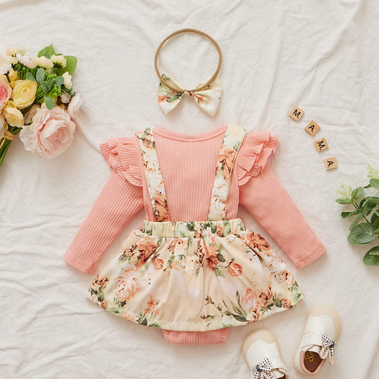 Infant Baby Girl Bodysuits Romper Lace Sweater Onesie Shorts Ruffle Long Sleeve Newborn Fall Winter Clothes