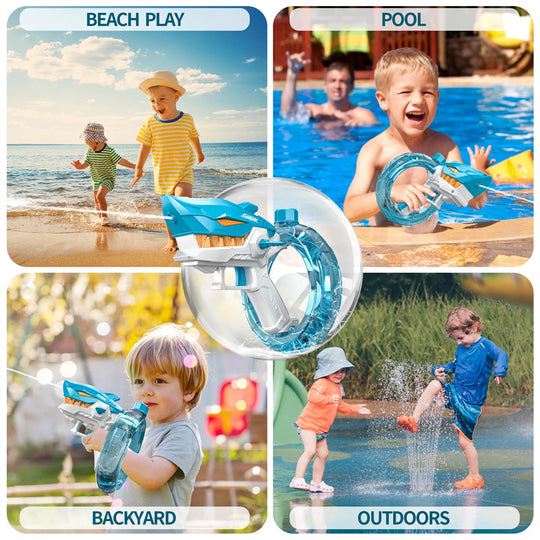 Shark Automatic Rechargeable Water Gun Toys Fully Automatic Continuous Fire Water Gun Large Capacity Beach Summer Children's Water Playing Toys