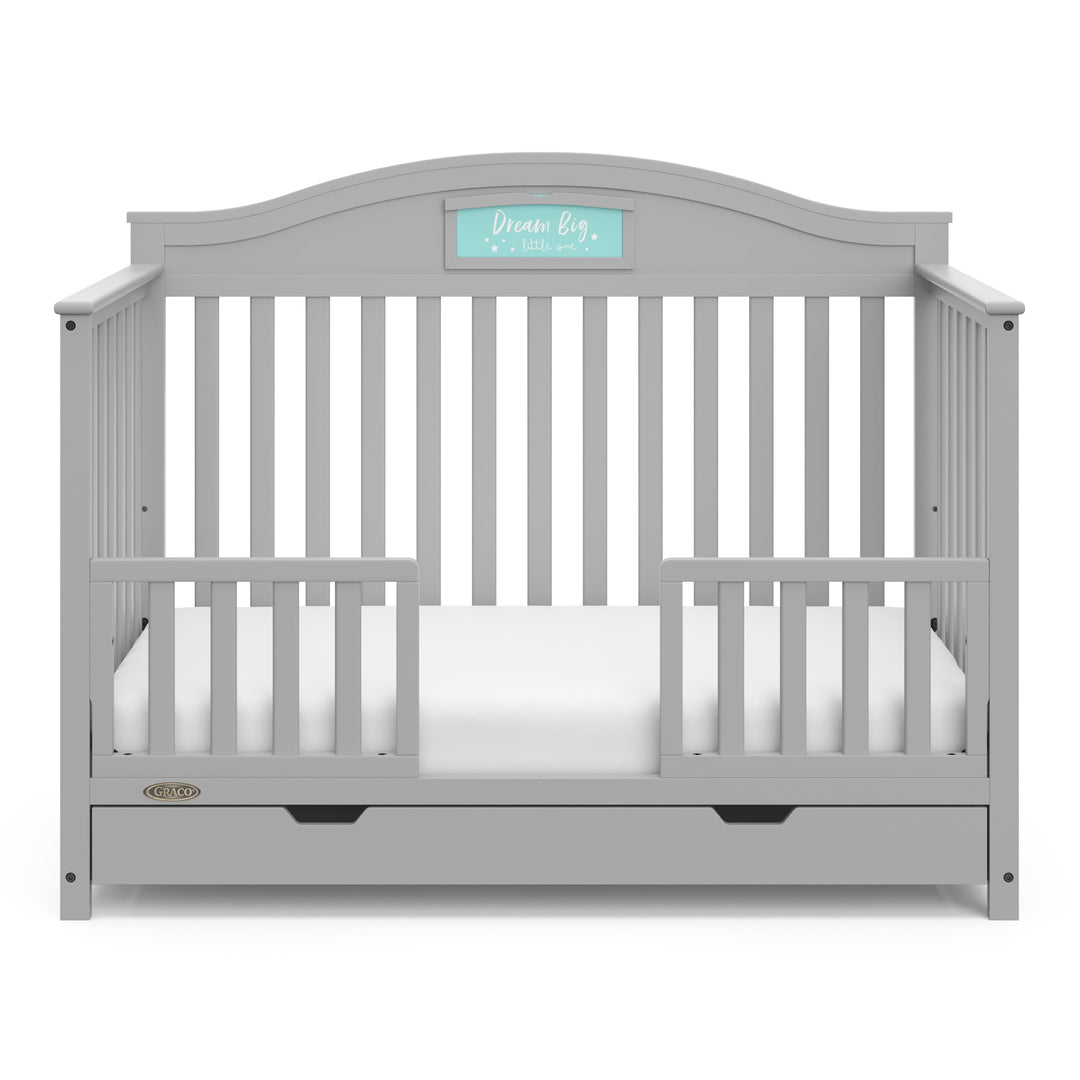 Story 5-In-1 Convertible Baby Crib with Drawer, Pebble Gray