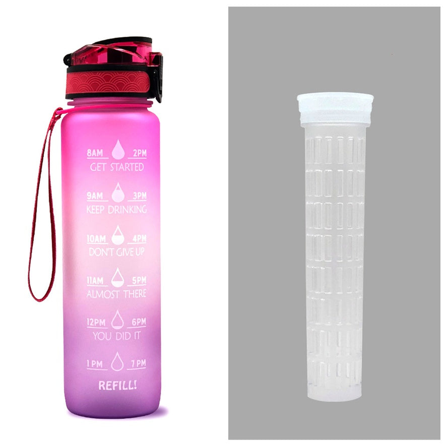 Fitness Water Bottle With Time Marker Motivational Water Bottle Cycling Leakproof Cup 1 Liter