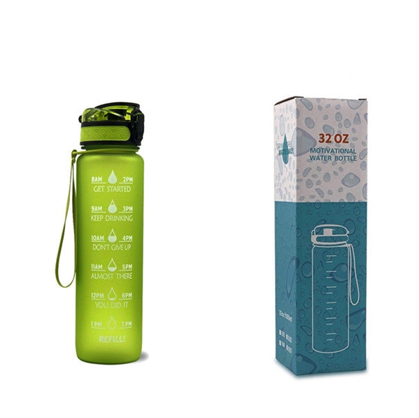 Fitness Water Bottle With Time Marker Motivational Water Bottle Cycling Leakproof Cup 1 Liter