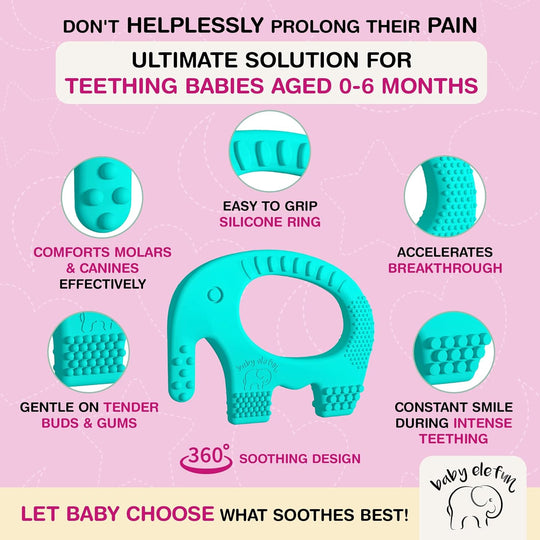 Teething Toys for Babies Age 0 to 12 Months -  5X Pain Relief Smart Teether - Zero Developmental Delay Silicone Baby Teething Toy Ring - Cute Infant Shower Gift Chew Toy for BabiesTeething Toys for Babies - Baby Teething Toy Ring | Sassy Satin