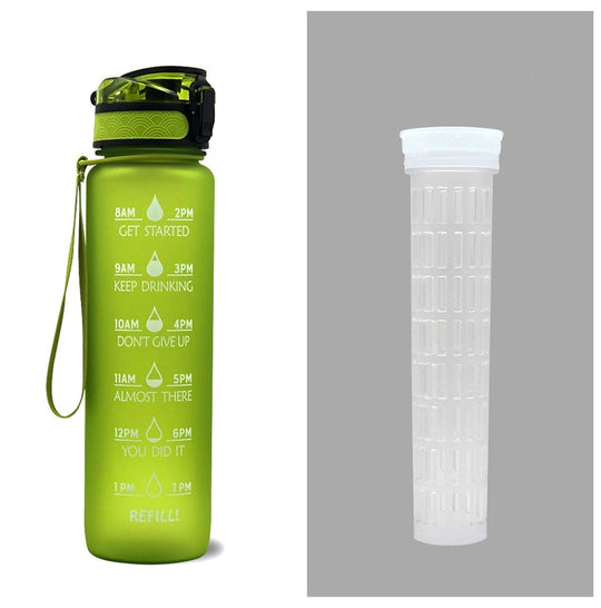 Fitness Water Bottle With Time Marker Motivational Water Bottle Cycling Leakproof Cup 1 Liter