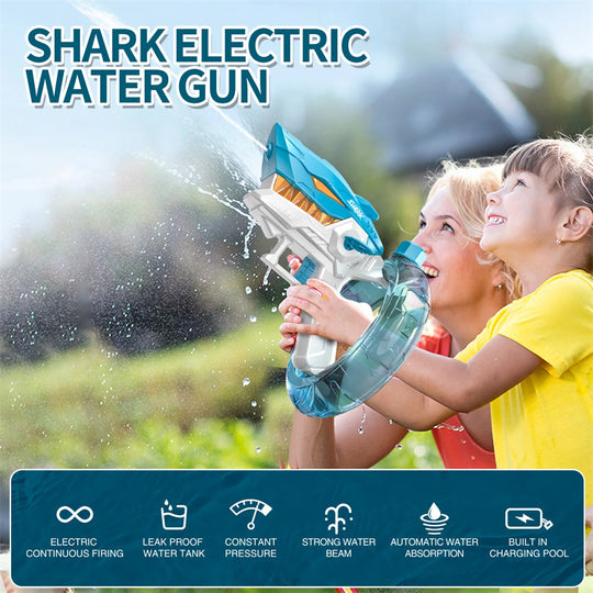 Shark Automatic Rechargeable Water Gun Toys Fully Automatic Continuous Fire Water Gun Large Capacity Beach Summer Children's Water Playing Toys