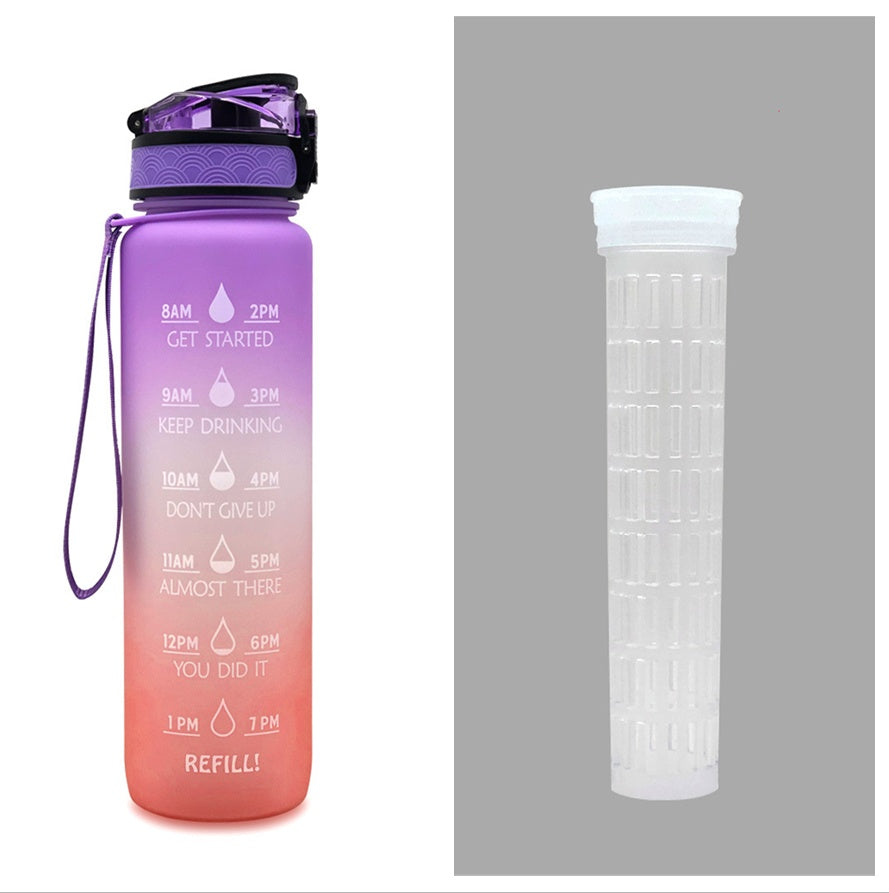 Fitness Water Bottle With Time Marker Motivational Water Bottle Cycling Leakproof Cup 1 Liter