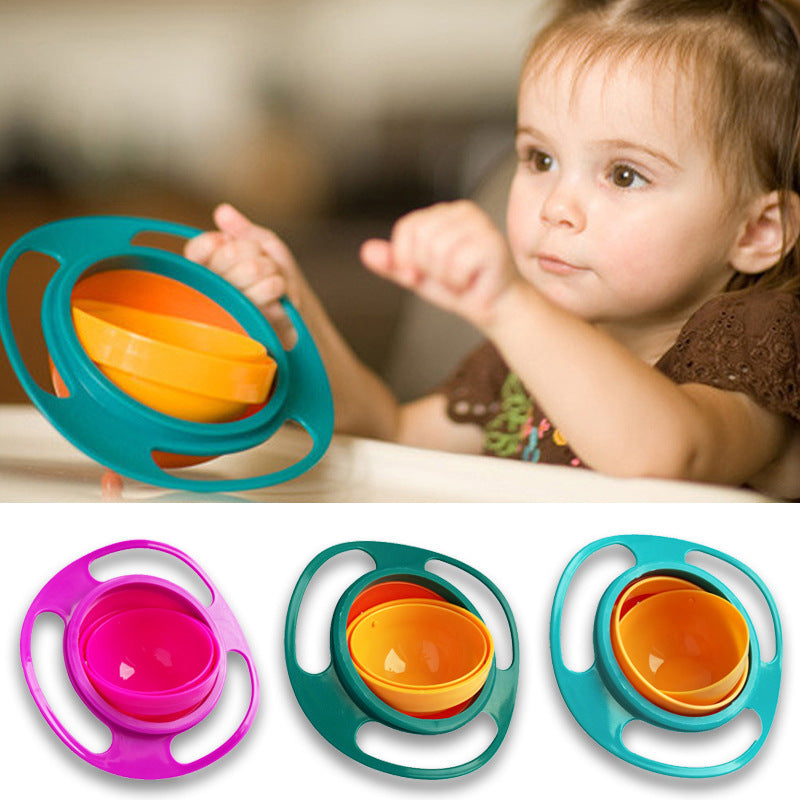 360 Rotate Gyro Bowl - 360 Rotate Spill-Proof Baby Bowl | Sassy Satin